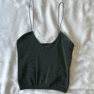 Free People Skinny Strap Seamless Brami (Sparkly Gold/Blue)